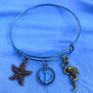 Brand New! Handmade! Adjustable Charm Bangle Bracelet!